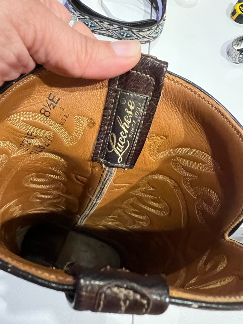 Lucchese smooth ostrich skin boots 8.5 E - Picture 10 of 11